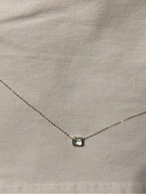 Delicate Gold Chain Necklace with Clear Rectangular Stone
